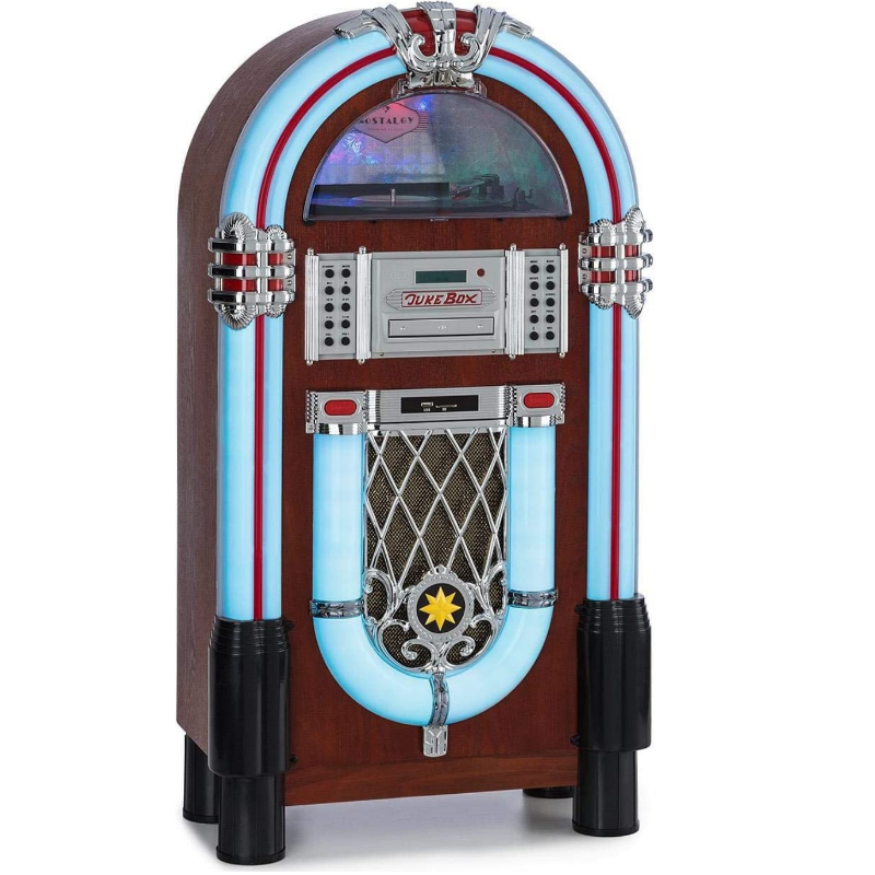 Auna Graceland Dab Jukebox | Jukebox retro de los años 50, 60 y 70, tocadiscos de la época de Elvis Presley y el rock