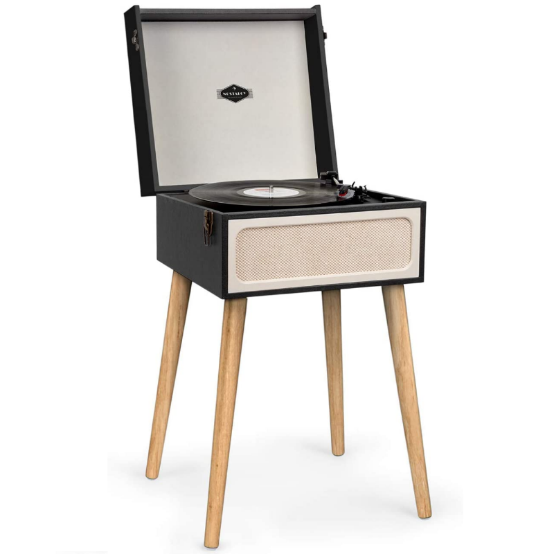 Auna Sarah Ann Plattenspieler | Tocadiscos en mueble tocadiscos, con cuatro patas extraíbles que se montan y desmontan según tus necesidades. Tocadiscos con diseño retro y reproduce discos de vinilo, MP3 desde bluetooth y USB, un tocadiscos para los más clásicos y amantes de lo retro.